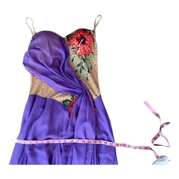 Purple Ballroom Dancing Dress Costume Sweetheart Neckline Cut Out Twirling Sz M - Picture 9 of 10